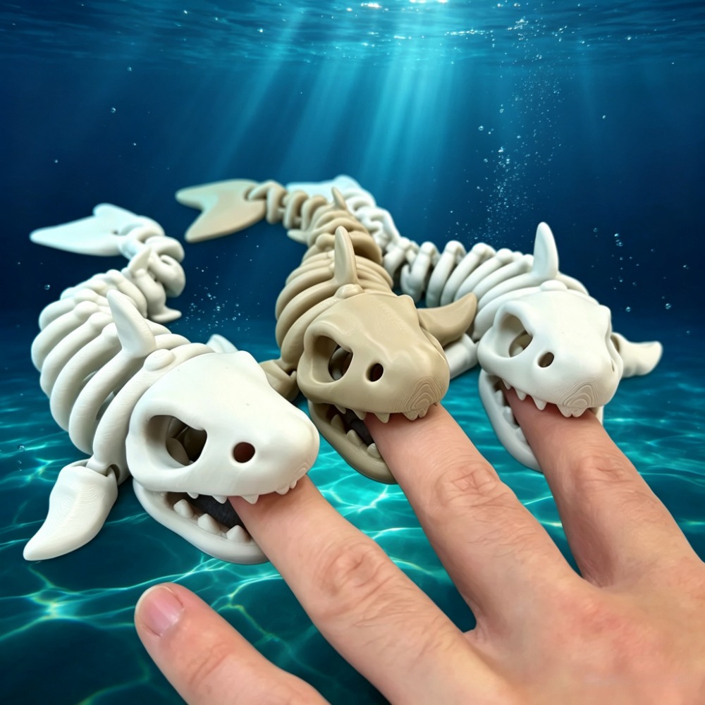 Aquarium Fish Shark - Dekorasi Akuarium Kerangka Hiu, Ornamen Berartikulasi,