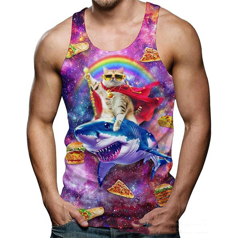 Aquarium Fish Shark - Tank Top Gambar Cetak 3D Kucing
