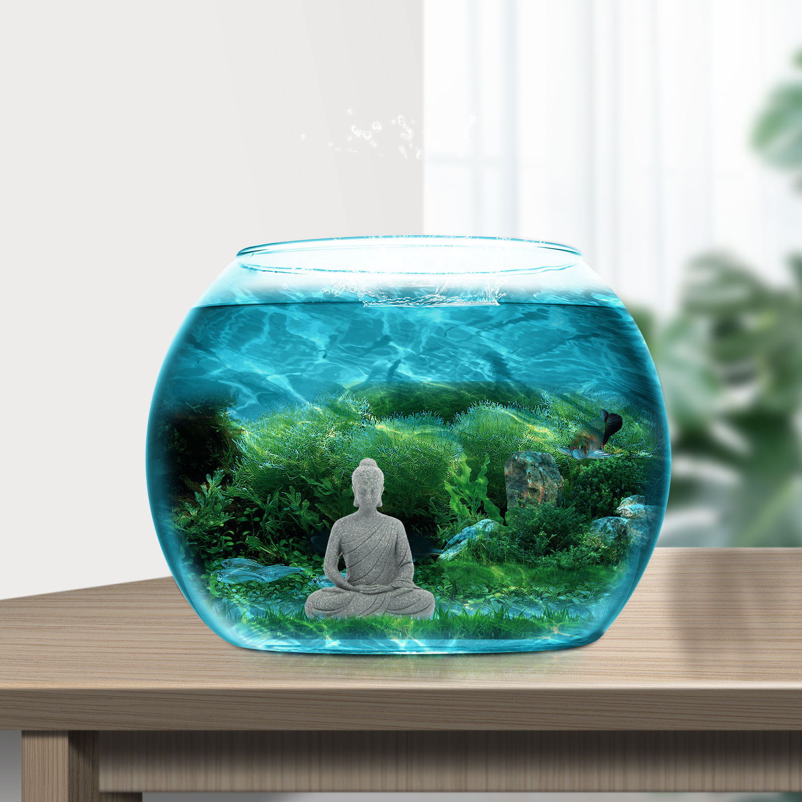 Patung Buddha Mini Resin Dekor - Aquarium Fish Small ulasan dan harga