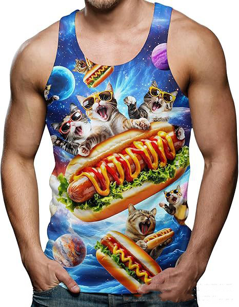 Tank Top Gambar Cetak 3D Kucin - Aquarium Fish Shark ulasan dan harga